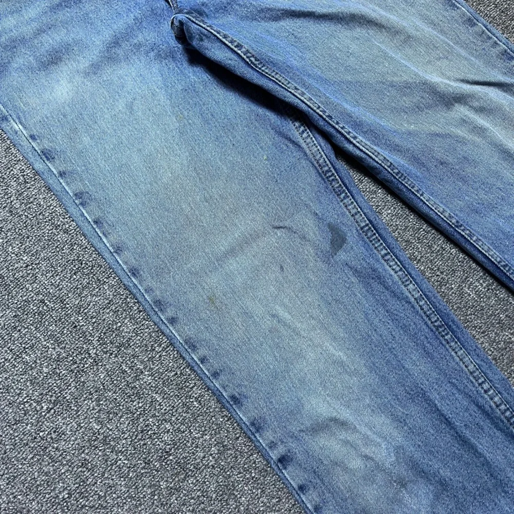 Levis 516 Straight Leg Jeans 33x34 Blue Distressed Paint Splatter Grunge